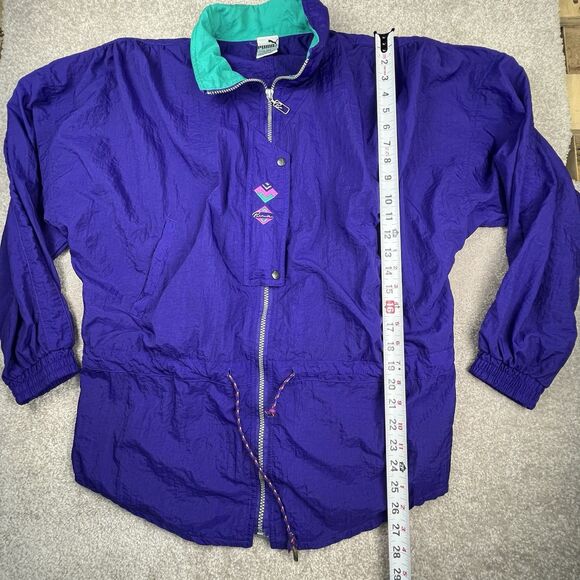 Vintage Puma Jacket Mens Medium Purple Baggy Fit 90s Windbreaker - Picture 4 of 9